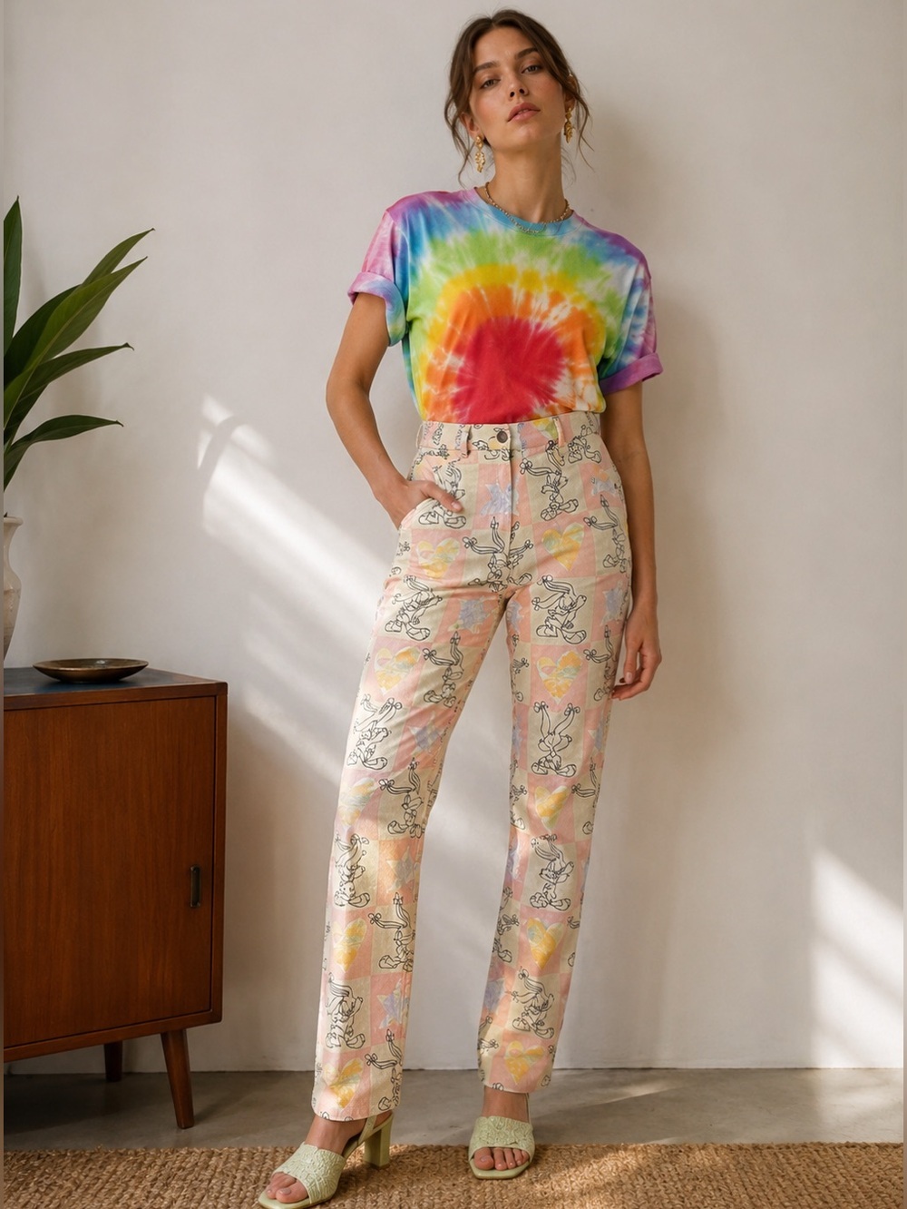 Vintage JC de Castelbajac Bugs Bunny Pant Italy Pop Art High Waist 90s Cartoon S